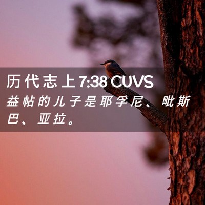 Picture 02 - 历 代 志 上 7:38 CUVS - 益 帖 的 儿 子 是 耶 孚 尼 、 毗 斯 - Bible Verse Picture