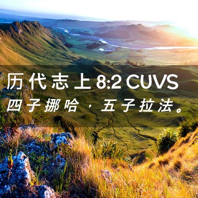 Picture 02 - 历 代 志 上 8:2 CUVS - 四 子 挪 哈 ， 五 子 拉 法 - Bible Verse Picture