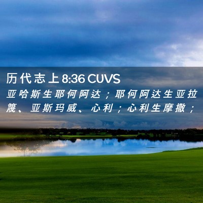 Picture 02 - 历 代 志 上 8:36 CUVS - 亚 哈 斯 生 耶 何 阿 达 ； 耶 何 阿 - Bible Verse Picture