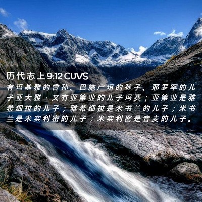 Picture 02 - 历 代 志 上 9:12 CUVS - 有 玛 基 雅 的 曾 孙 、 巴 施 户 珥 - Bible Verse Picture