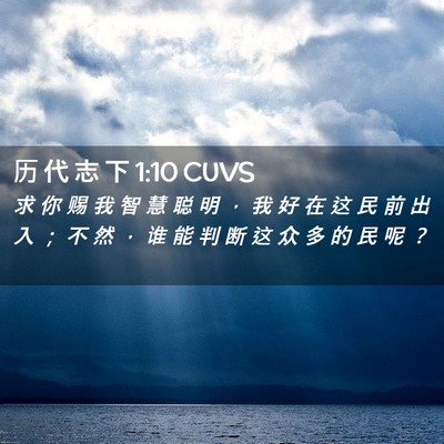 Picture 02 - 历 代 志 下 1:10 CUVS - 求 你 赐 我 智 慧 聪 明 ， 我 好 在 - Bible Verse Picture
