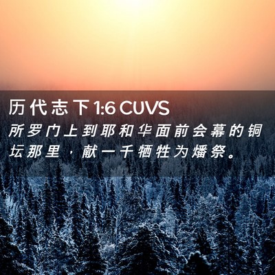 Picture 02 - 历 代 志 下 1:6 CUVS - 所 罗 门 上 到 耶 和 华 面 前 会 幕 - Bible Verse Picture