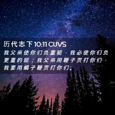 Picture 02 - 历 代 志 下 10:11 CUVS - 我 父 亲 使 你 们 负 重 轭 ， 我 必 - Bible Verse Picture