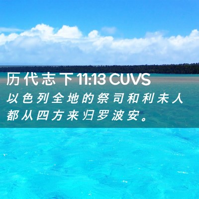 Picture 02 - 历 代 志 下 11:13 CUVS - 以 色 列 全 地 的 祭 司 和 利 未 人 - Bible Verse Picture
