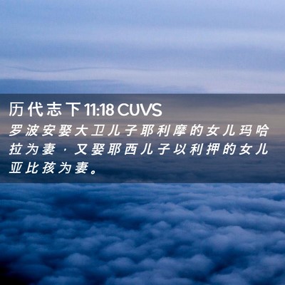 Picture 02 - 历 代 志 下 11:18 CUVS - 罗 波 安 娶 大 卫 儿 子 耶 利 摩 的 - Bible Verse Picture