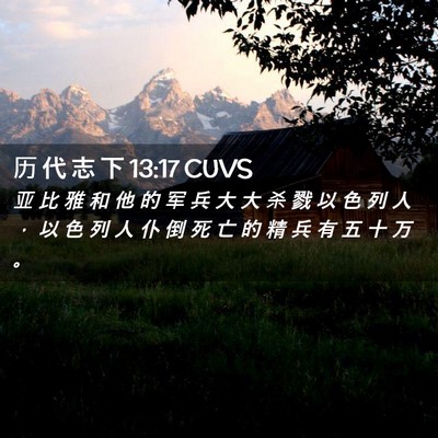 Picture 02 - 历 代 志 下 13:17 CUVS - 亚 比 雅 和 他 的 军 兵 大 大 杀 戮 - Bible Verse Picture