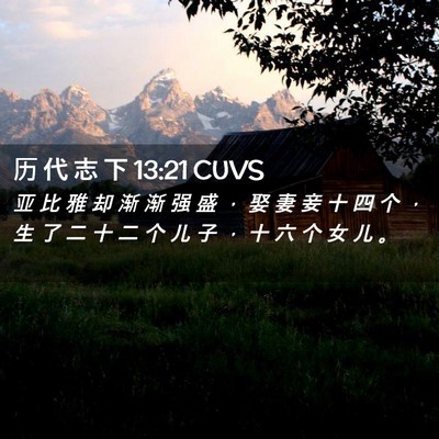 Picture 02 - 历 代 志 下 13:21 CUVS - 亚 比 雅 却 渐 渐 强 盛 ， 娶 妻 妾 - Bible Verse Picture