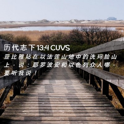 Picture 02 - 历 代 志 下 13:4 CUVS - 亚 比 雅 站 在 以 法 莲 山 地 中 的 - Bible Verse Picture