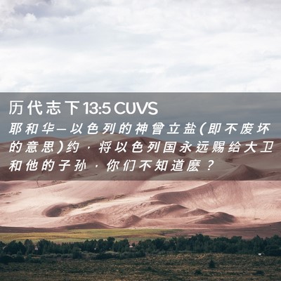 Picture 02 - 历 代 志 下 13:5 CUVS - 耶 和 华 ─ 以 色 列 的 神 曾 立 盐 ( - Bible Verse Picture