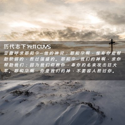 Picture 02 - 历 代 志 下 14:11 CUVS - 亚 撒 呼 求 耶 和 华 ─ 他 的 神 说 - Bible Verse Picture