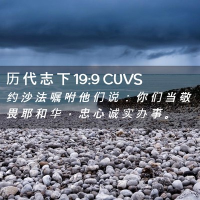 Picture 02 - 历 代 志 下 19:9 CUVS - 约 沙 法 嘱 咐 他 们 说 ： 你 们 当 - Bible Verse Picture