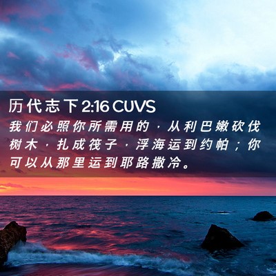Picture 02 - 历 代 志 下 2:16 CUVS - 我 们 必 照 你 所 需 用 的 ， 从 利 - Bible Verse Picture