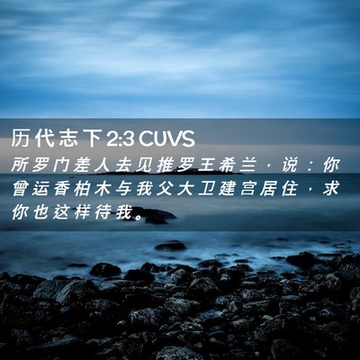 Picture 02 - 历 代 志 下 2:3 CUVS - 所 罗 门 差 人 去 见 推 罗 王 希 兰 - Bible Verse Picture