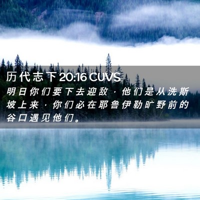 Picture 02 - 历 代 志 下 20:16 CUVS - 明 日 你 们 要 下 去 迎 敌 ， 他 们 - Bible Verse Picture