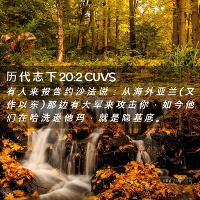 Picture 02 - 历 代 志 下 20:2 CUVS - 有 人 来 报 告 约 沙 法 说 ： 从 海 - Bible Verse Picture