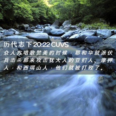 Picture 02 - 历 代 志 下 20:22 CUVS - 众 人 方 唱 歌 赞 美 的 时 候 ， 耶 - Bible Verse Picture