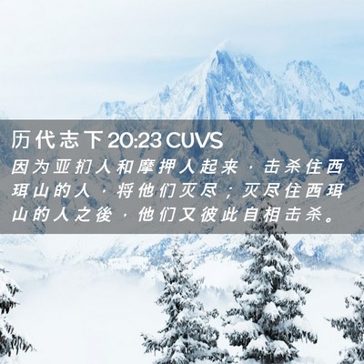 Picture 02 - 历 代 志 下 20:23 CUVS - 因 为 亚 扪 人 和 摩 押 人 起 来 ， - Bible Verse Picture