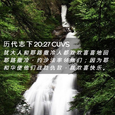 Picture 02 - 历 代 志 下 20:27 CUVS - 犹 大 人 和 耶 路 撒 冷 人 都 欢 欢 - Bible Verse Picture