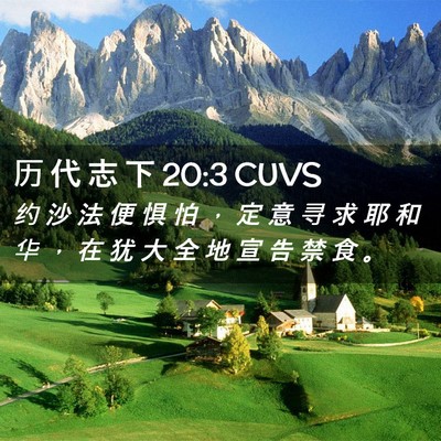 Picture 02 - 历 代 志 下 20:3 CUVS - 约 沙 法 便 惧 怕 ， 定 意 寻 求 耶 - Bible Verse Picture