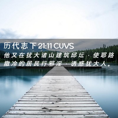 Picture 02 - 历 代 志 下 21:11 CUVS - 他 又 在 犹 大 诸 山 建 筑 邱 坛 ， - Bible Verse Picture