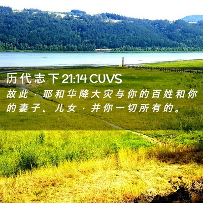 Picture 02 - 历 代 志 下 21:14 CUVS - 故 此 ， 耶 和 华 降 大 灾 与 你 的 - Bible Verse Picture