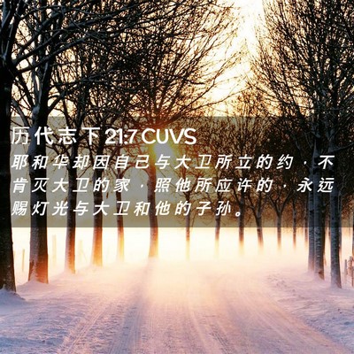Picture 02 - 历 代 志 下 21:7 CUVS - 耶 和 华 却 因 自 己 与 大 卫 所 立 - Bible Verse Picture