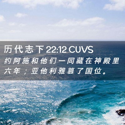 Picture 02 - 历 代 志 下 22:12 CUVS - 约 阿 施 和 他 们 一 同 藏 在 神 殿 - Bible Verse Picture