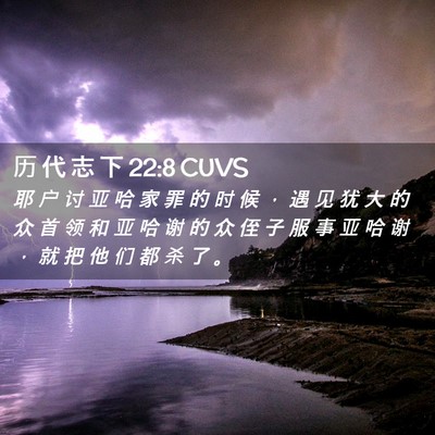Picture 02 - 历 代 志 下 22:8 CUVS - 耶 户 讨 亚 哈 家 罪 的 时 候 ， 遇 - Bible Verse Picture