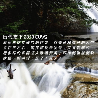 Picture 02 - 历 代 志 下 23:13 CUVS - 看 见 王 站 在 殿 门 的 柱 旁 ， 百 - Bible Verse Picture