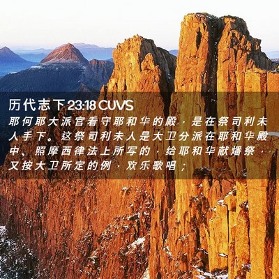 Picture 02 - 历 代 志 下 23:18 CUVS - 耶 何 耶 大 派 官 看 守 耶 和 华 的 - Bible Verse Picture