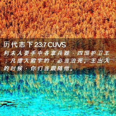 Picture 02 - 历 代 志 下 23:7 CUVS - 利 未 人 要 手 中 各 拿 兵 器 ， 四 - Bible Verse Picture