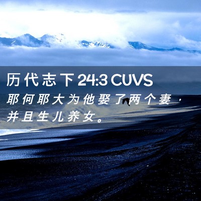 Picture 02 - 历 代 志 下 24:3 CUVS - 耶 何 耶 大 为 他 娶 了 两 个 妻 ， - Bible Verse Picture
