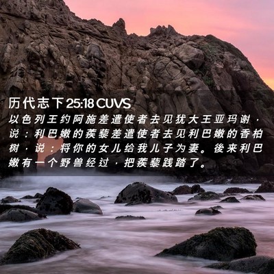 Picture 02 - 历 代 志 下 25:18 CUVS - 以 色 列 王 约 阿 施 差 遣 使 者 去 - Bible Verse Picture