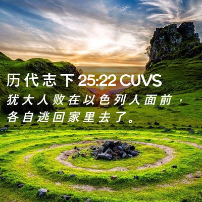 Picture 02 - 历 代 志 下 25:22 CUVS - 犹 大 人 败 在 以 色 列 人 面 前 ， - Bible Verse Picture