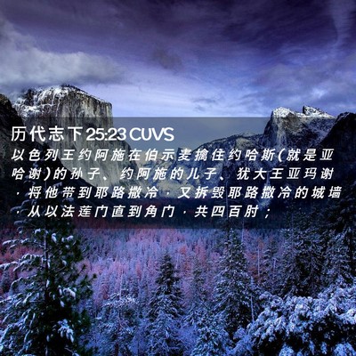 Picture 02 - 历 代 志 下 25:23 CUVS - 以 色 列 王 约 阿 施 在 伯 示 麦 擒 - Bible Verse Picture