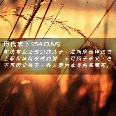 Picture 02 - 历 代 志 下 25:4 CUVS - 却 没 有 治 死 他 们 的 儿 子 ， 是 - Bible Verse Picture