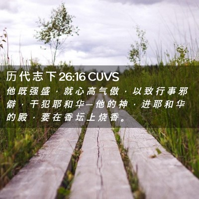 Picture 02 - 历 代 志 下 26:16 CUVS - 他 既 强 盛 ， 就 心 高 气 傲 ， 以 - Bible Verse Picture