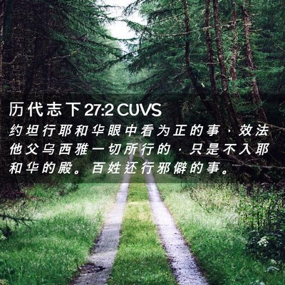 Picture 02 - 历 代 志 下 27:2 CUVS - 约 坦 行 耶 和 华 眼 中 看 为 正 的 - Bible Verse Picture