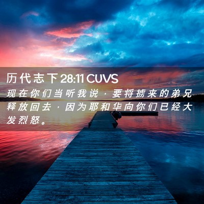 Picture 02 - 历 代 志 下 28:11 CUVS - 现 在 你 们 当 听 我 说 ， 要 将 掳 - Bible Verse Picture