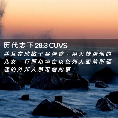 Picture 02 - 历 代 志 下 28:3 CUVS - 并 且 在 欣 嫩 子 谷 烧 香 ， 用 火 - Bible Verse Picture