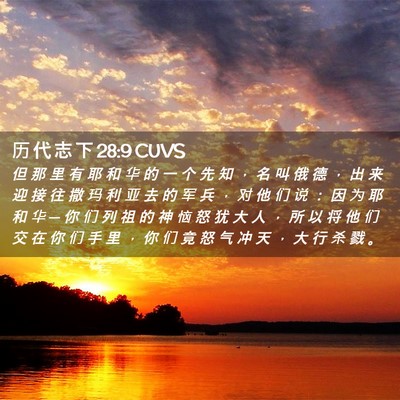 Picture 02 - 历 代 志 下 28:9 CUVS - 但 那 里 有 耶 和 华 的 一 个 先 知 - Bible Verse Picture