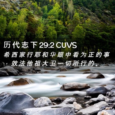 Picture 02 - 历 代 志 下 29:2 CUVS - 希 西 家 行 耶 和 华 眼 中 看 为 正 - Bible Verse Picture