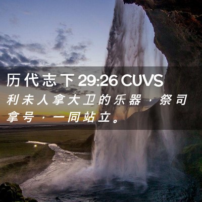 Picture 02 - 历 代 志 下 29:26 CUVS - 利 未 人 拿 大 卫 的 乐 器 ， 祭 司 - Bible Verse Picture