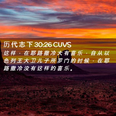 Picture 02 - 历 代 志 下 30:26 CUVS - 这 样 ， 在 耶 路 撒 冷 大 有 喜 乐 - Bible Verse Picture