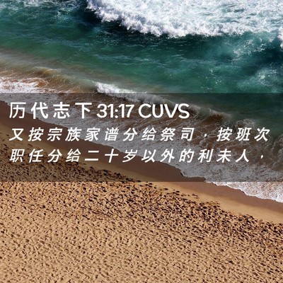 Picture 02 - 历 代 志 下 31:17 CUVS - 又 按 宗 族 家 谱 分 给 祭 司 ， 按 - Bible Verse Picture