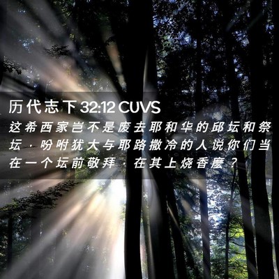 Picture 02 - 历 代 志 下 32:12 CUVS - 这 希 西 家 岂 不 是 废 去 耶 和 华 - Bible Verse Picture