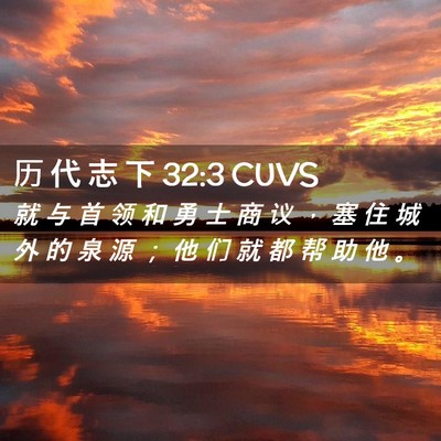 Picture 02 - 历 代 志 下 32:3 CUVS - 就 与 首 领 和 勇 士 商 议 ， 塞 住 - Bible Verse Picture