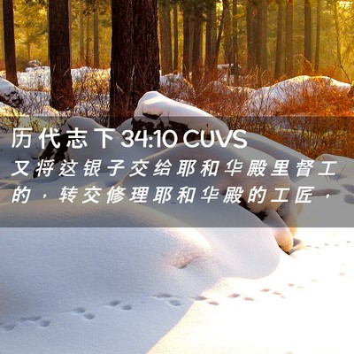Picture 02 - 历 代 志 下 34:10 CUVS - 又 将 这 银 子 交 给 耶 和 华 殿 里 - Bible Verse Picture