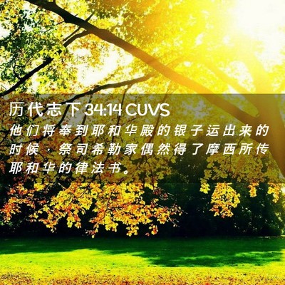 Picture 02 - 历 代 志 下 34:14 CUVS - 他 们 将 奉 到 耶 和 华 殿 的 银 子 - Bible Verse Picture
