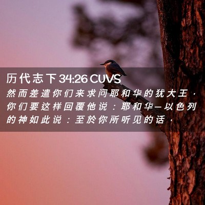 Picture 02 - 历 代 志 下 34:26 CUVS - 然 而 差 遣 你 们 来 求 问 耶 和 华 - Bible Verse Picture